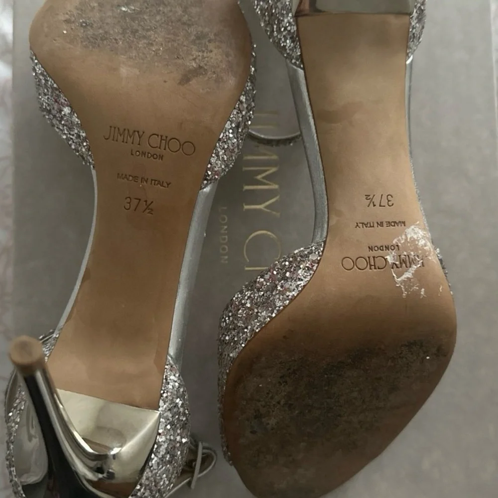 Jimmy Choo Sparkling Silver Heels - Picture 4 of 7